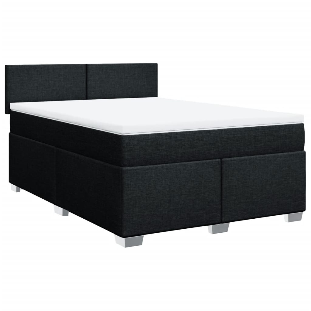 Sommier à lattes de lit avec matelas Noir 140x190 cm Tissu - XIOS