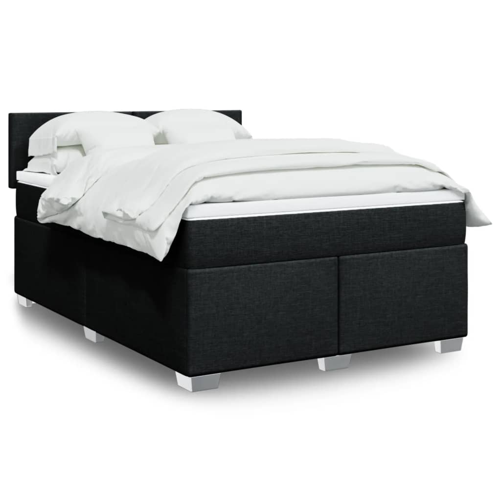 Sommier à lattes de lit avec matelas Noir 140x190 cm Tissu - XIOS