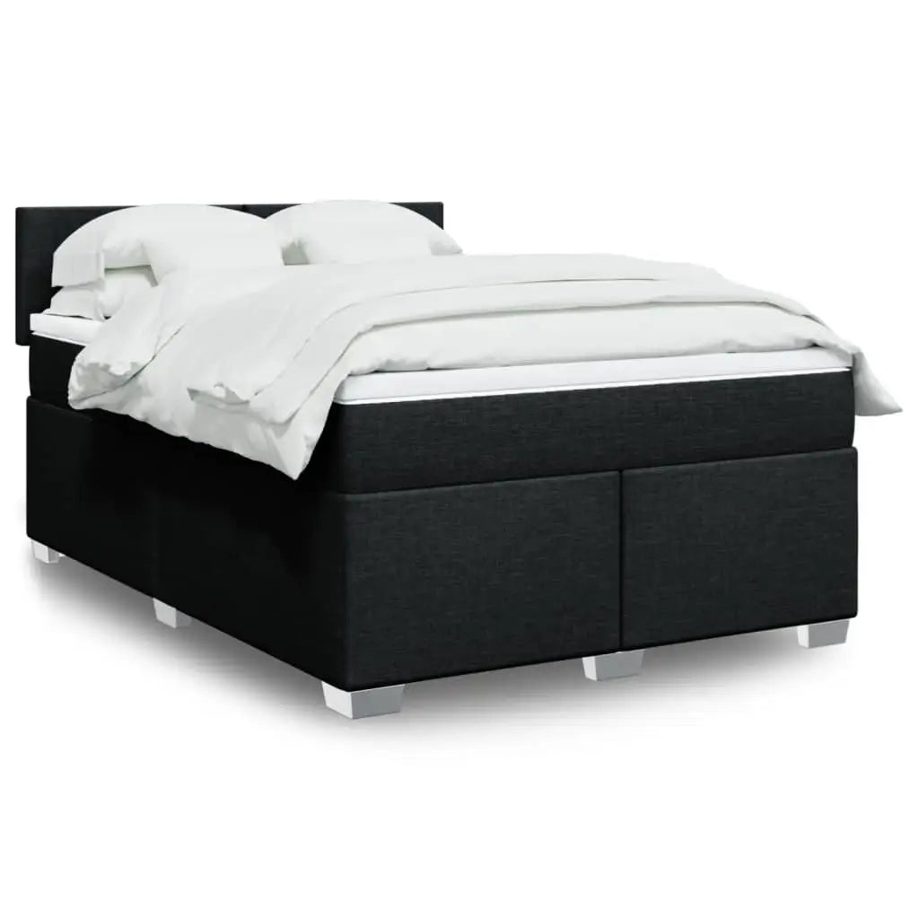 Sommier à lattes de lit avec matelas Noir 140x190 cm Tissu - XIOS