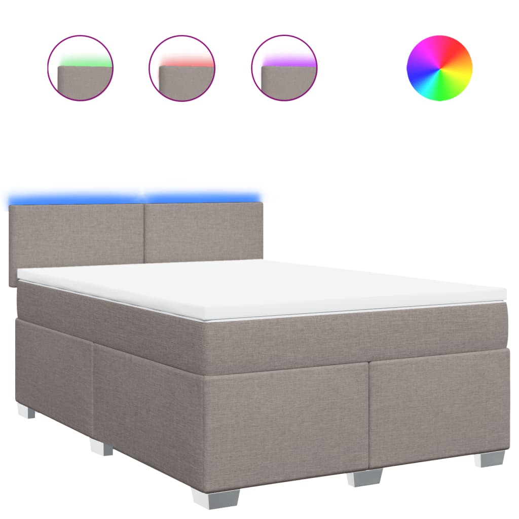 Sommier à lattes de lit avec matelas Taupe 140x190 cm Tissu - XIOS