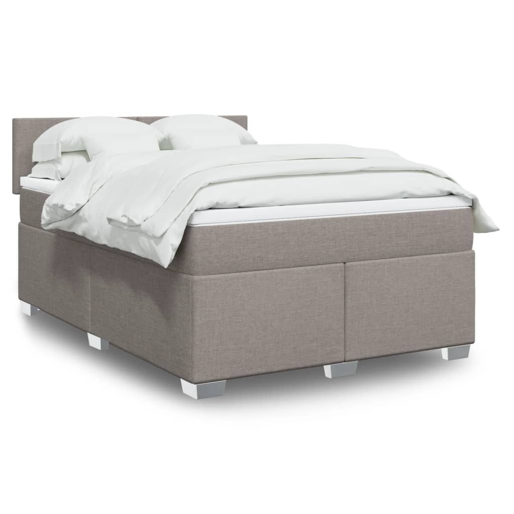 Sommier à lattes de lit avec matelas Taupe 140x190 cm Tissu - XIOS