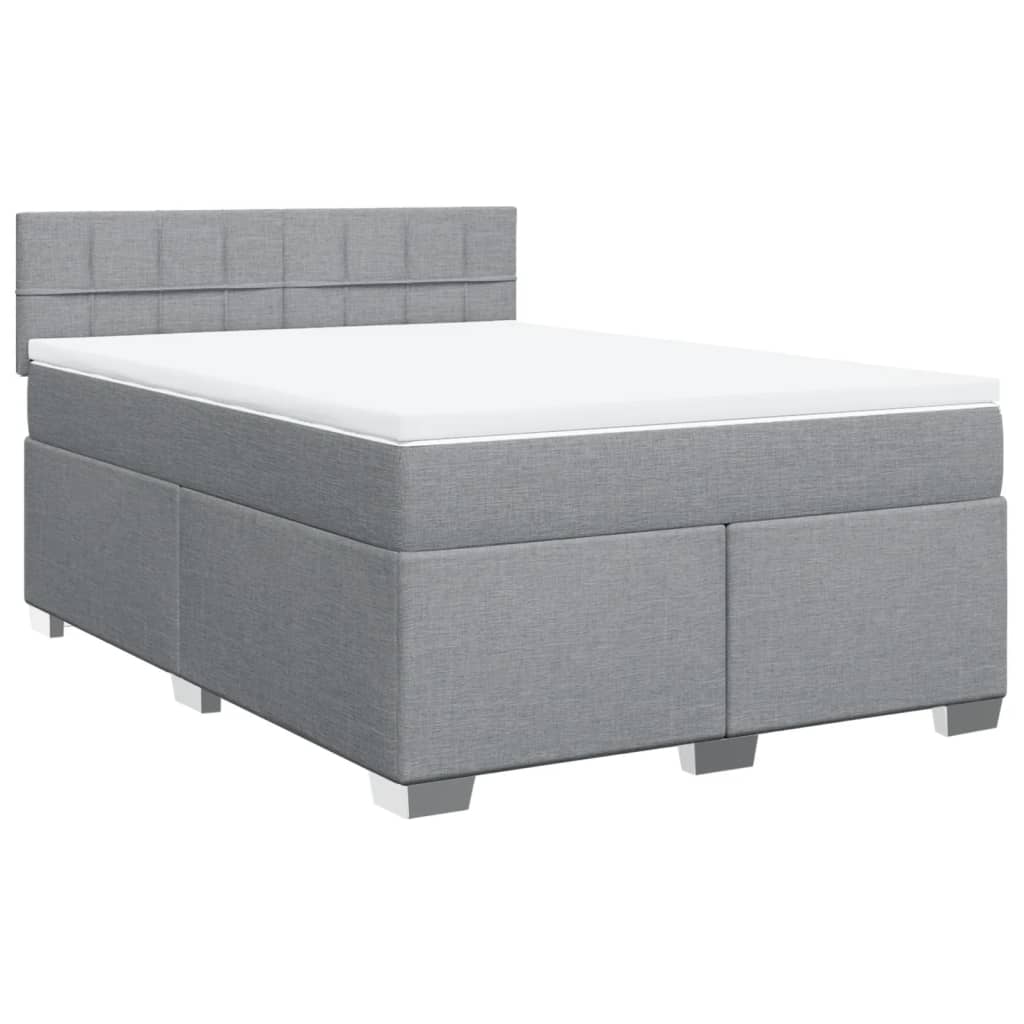 Sommier à lattes de lit avec matelas Gris clair 140x190cm Tissu - XIOS