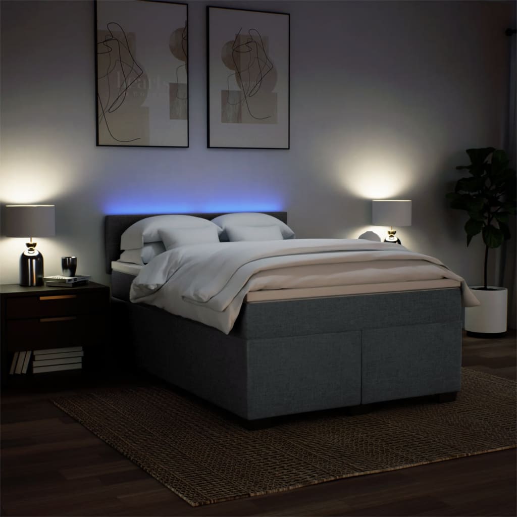 Sommier à lattes de lit avec matelas Gris foncé 140x190cm Tissu - XIOS