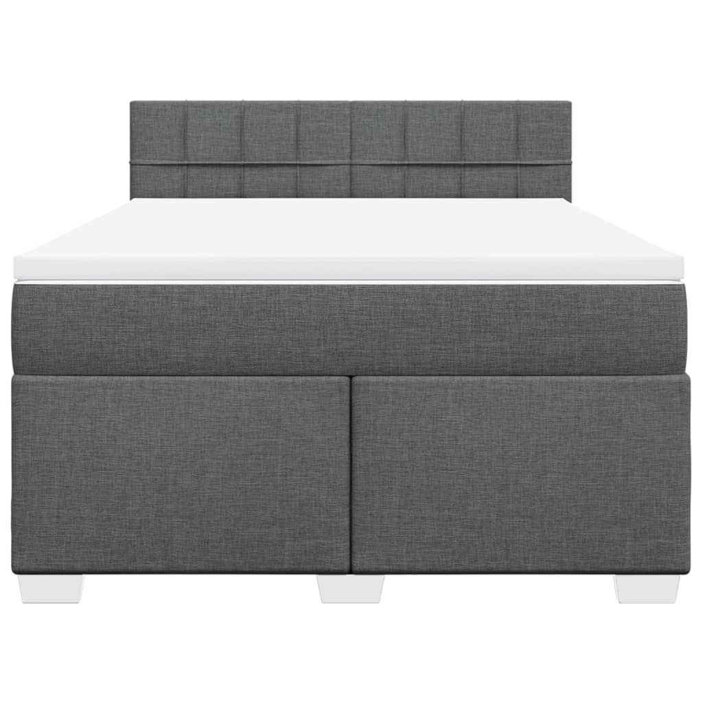 Sommier à lattes de lit avec matelas Gris foncé 140x190cm Tissu - XIOS