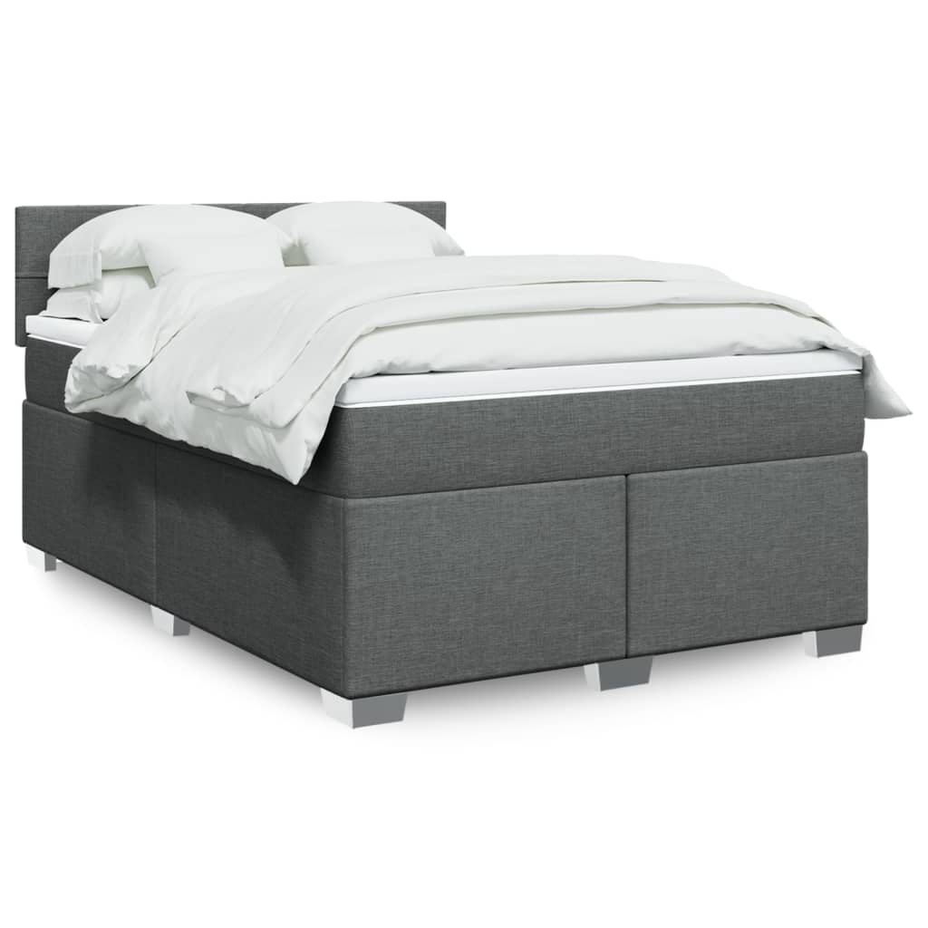 Sommier à lattes de lit avec matelas Gris foncé 140x190cm Tissu - XIOS