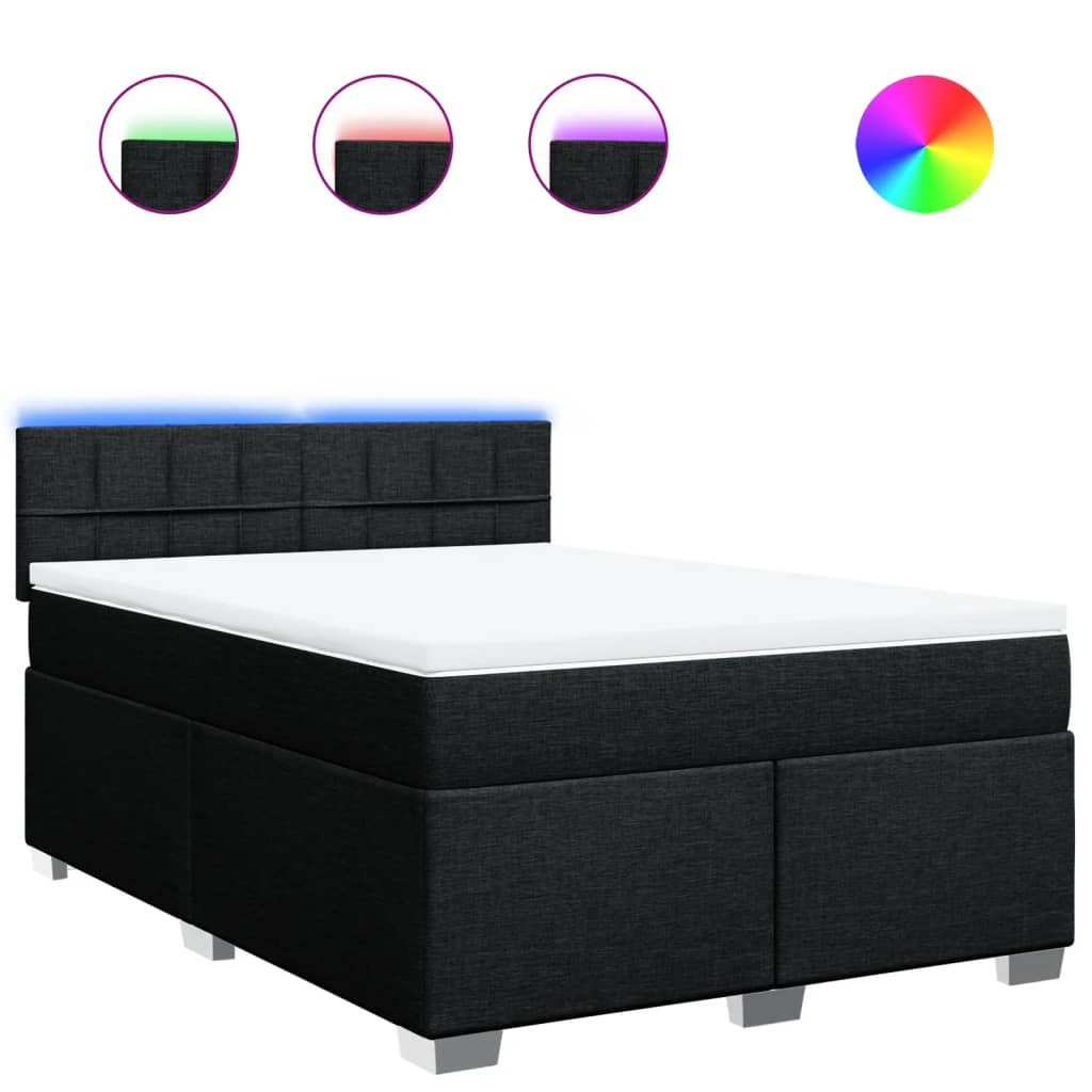 Sommier à lattes de lit avec matelas Noir 140x190 cm Tissu - XIOS