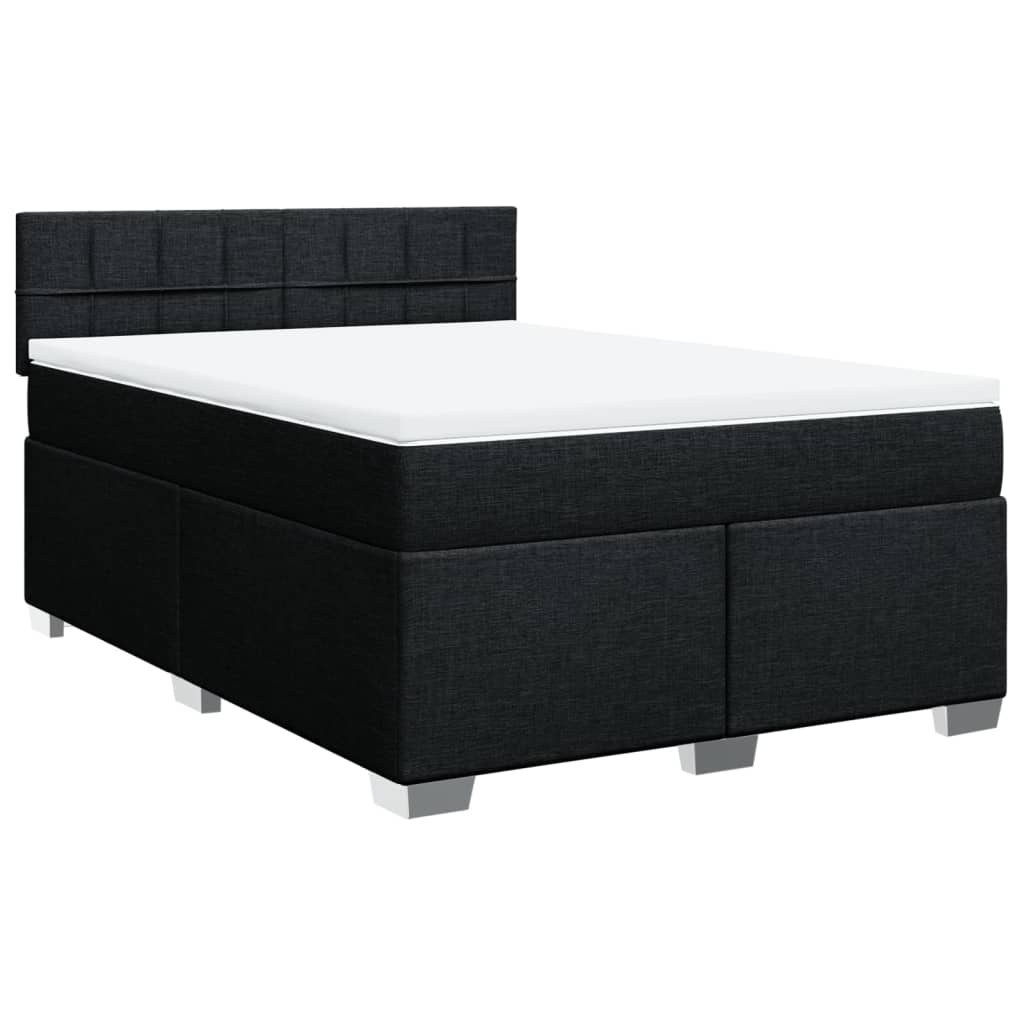 Sommier à lattes de lit avec matelas Noir 140x190 cm Tissu - XIOS