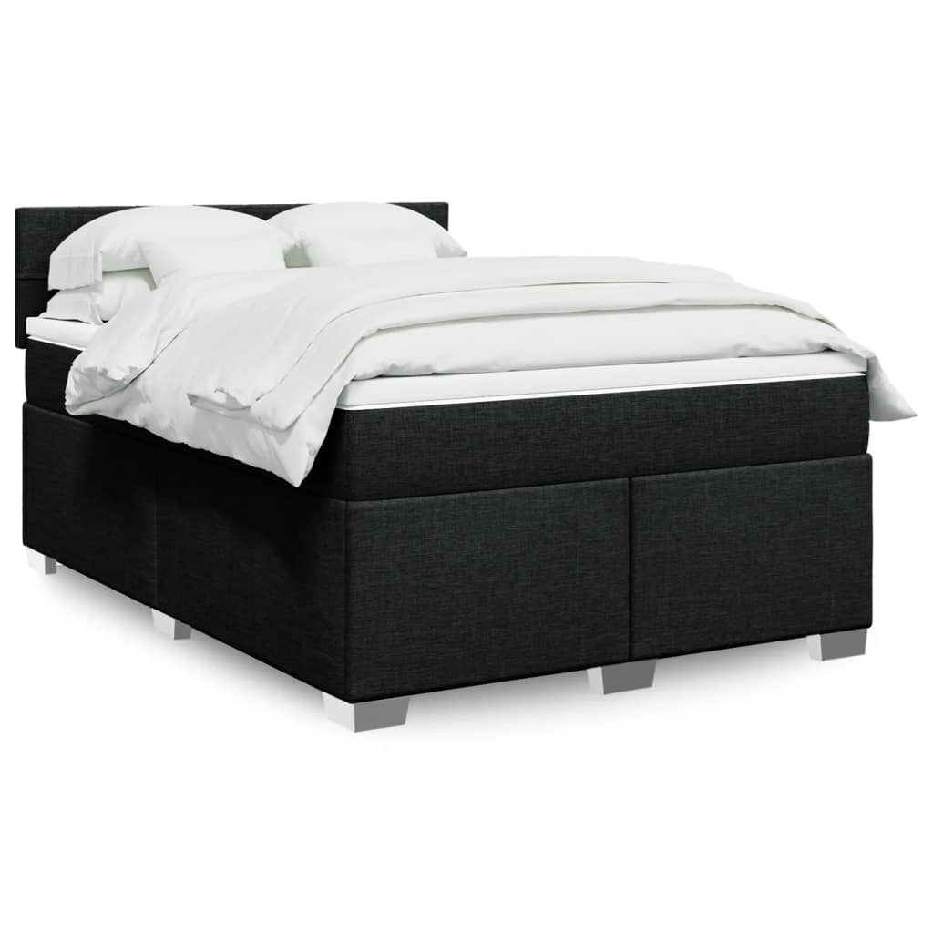 Sommier à lattes de lit avec matelas Noir 140x190 cm Tissu - XIOS