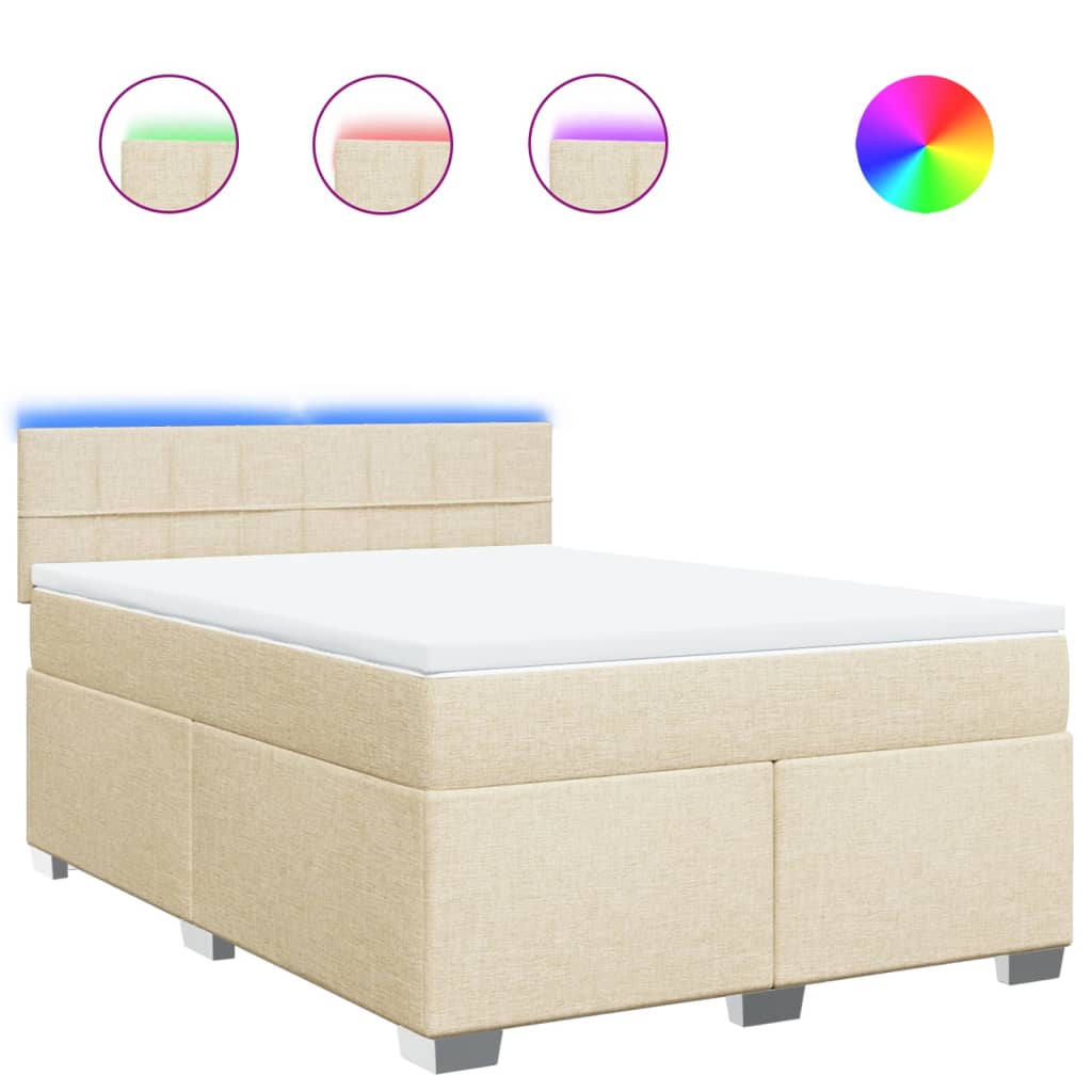 Sommier à lattes de lit avec matelas Crème 140x190 cm Tissu - XIOS