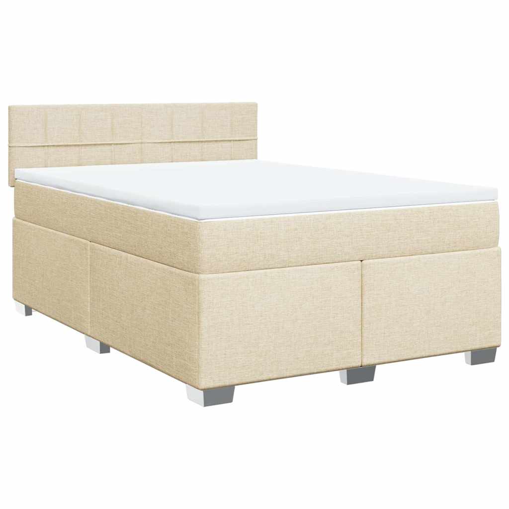 Sommier à lattes de lit avec matelas Crème 140x190 cm Tissu - XIOS