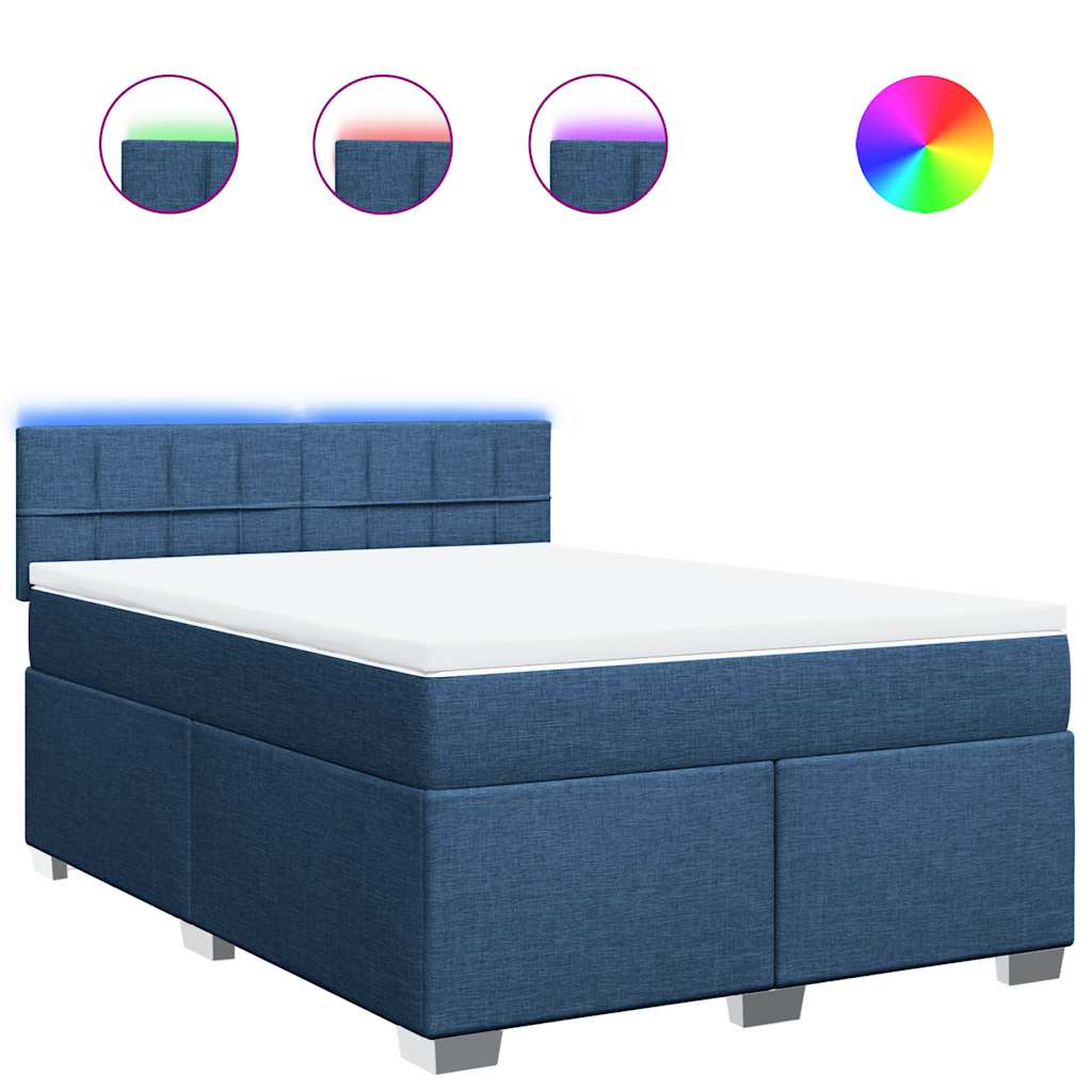 Sommier à lattes de lit avec matelas Bleu 140x190 cm Tissu - XIOS