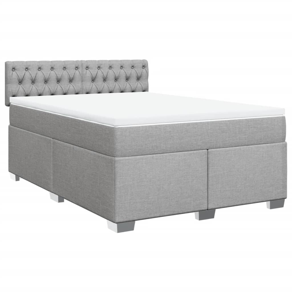 Sommier à lattes de lit avec matelas Gris clair 140x190cm Tissu - XIOS
