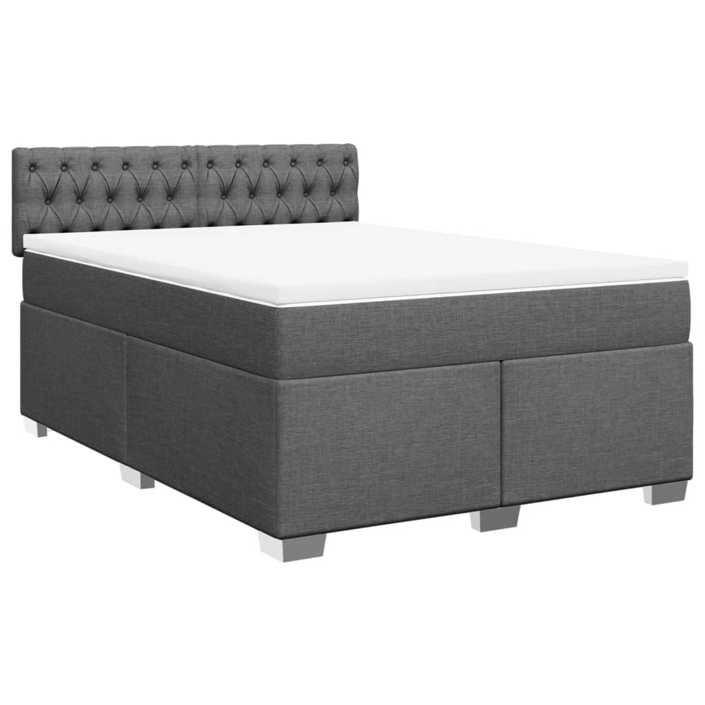 Sommier à lattes de lit avec matelas Gris foncé 140x190cm Tissu - XIOS