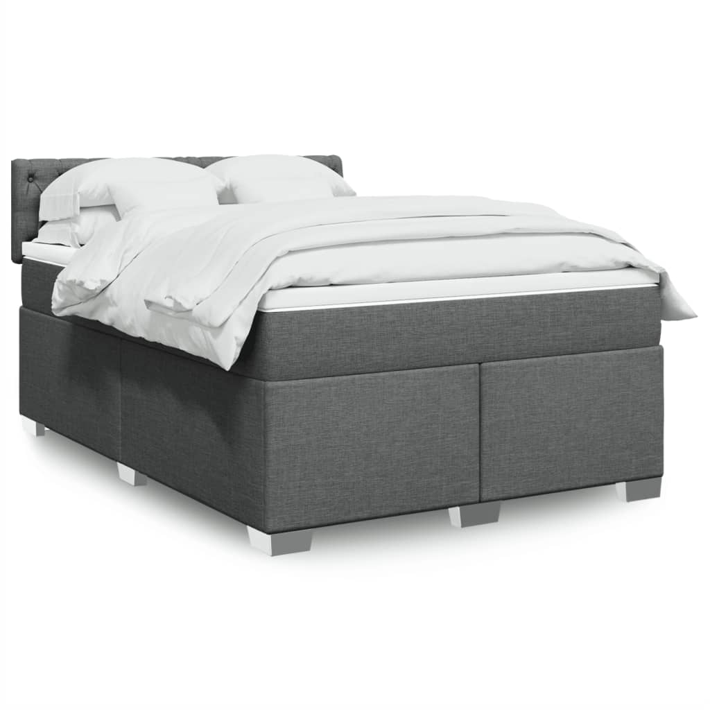 Sommier à lattes de lit avec matelas Gris foncé 140x190cm Tissu - XIOS