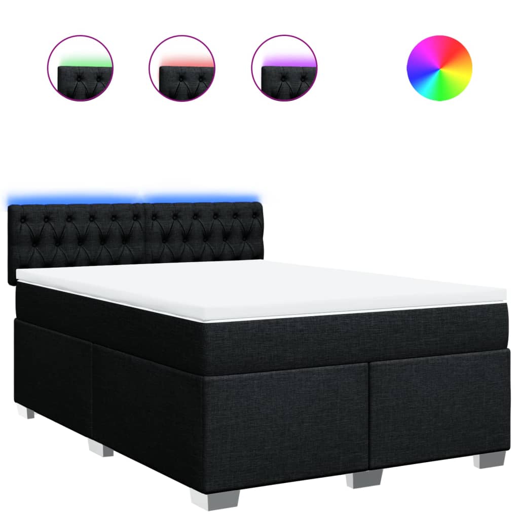 Sommier à lattes de lit avec matelas Noir 140x190 cm Tissu - XIOS