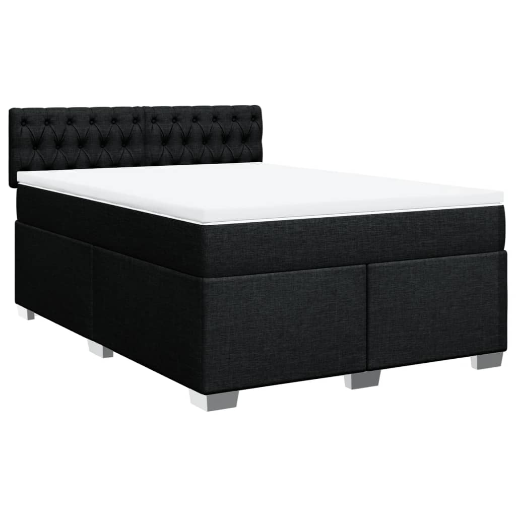Sommier à lattes de lit avec matelas Noir 140x190 cm Tissu - XIOS