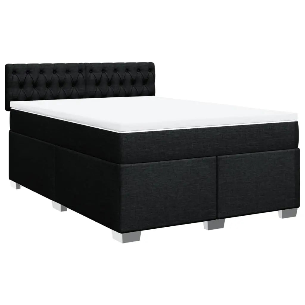 Sommier à lattes de lit avec matelas Noir 140x190 cm Tissu - XIOS