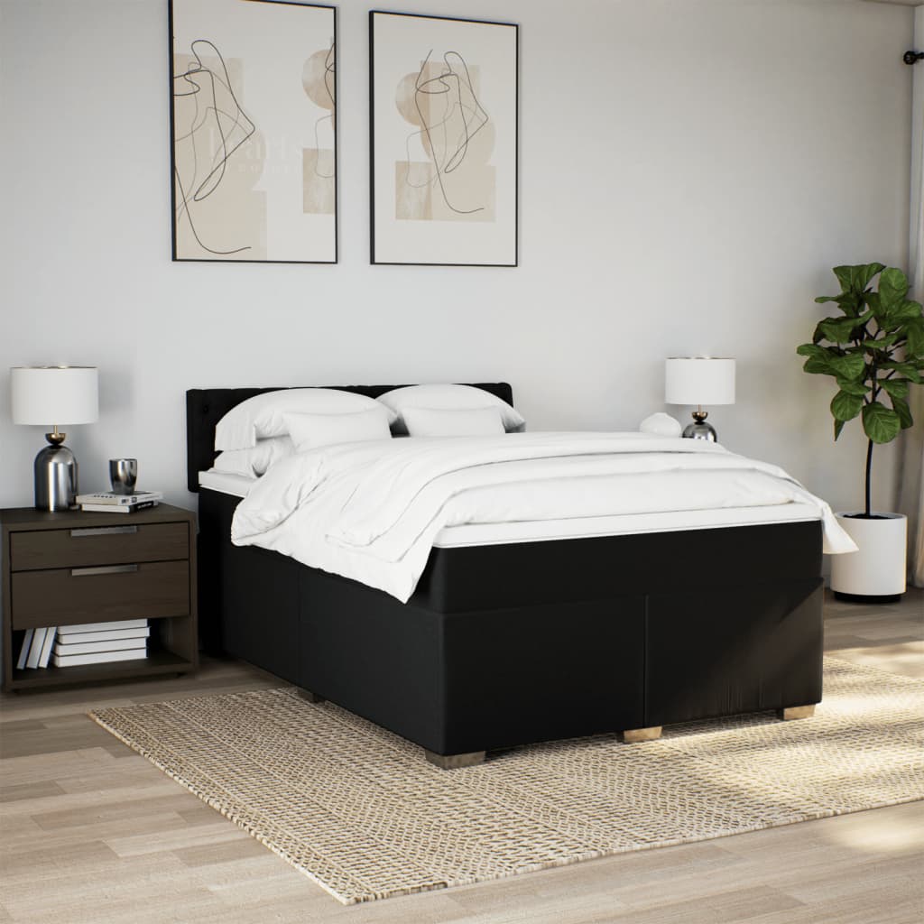Sommier à lattes de lit avec matelas Noir 140x190 cm Tissu - XIOS