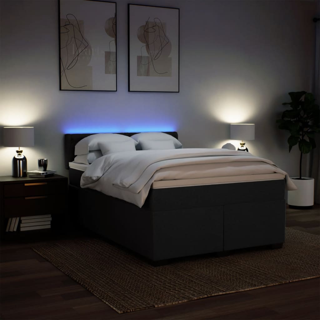 Sommier à lattes de lit avec matelas Noir 140x190 cm Tissu - XIOS