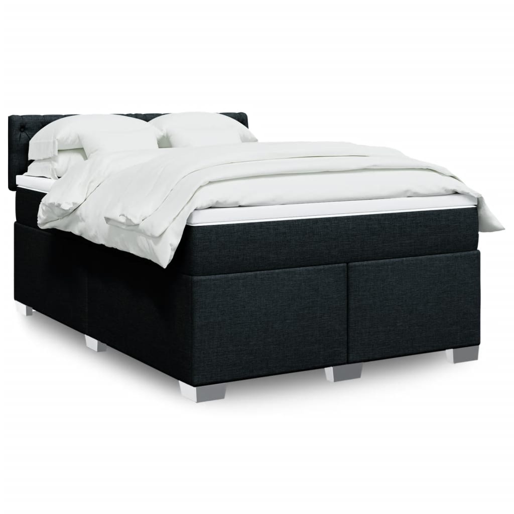 Sommier à lattes de lit avec matelas Noir 140x190 cm Tissu - XIOS