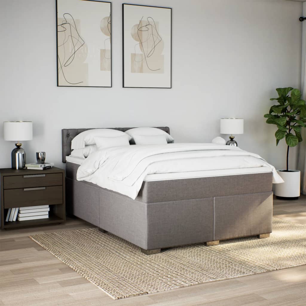 Sommier à lattes de lit avec matelas Taupe 140x190 cm Tissu