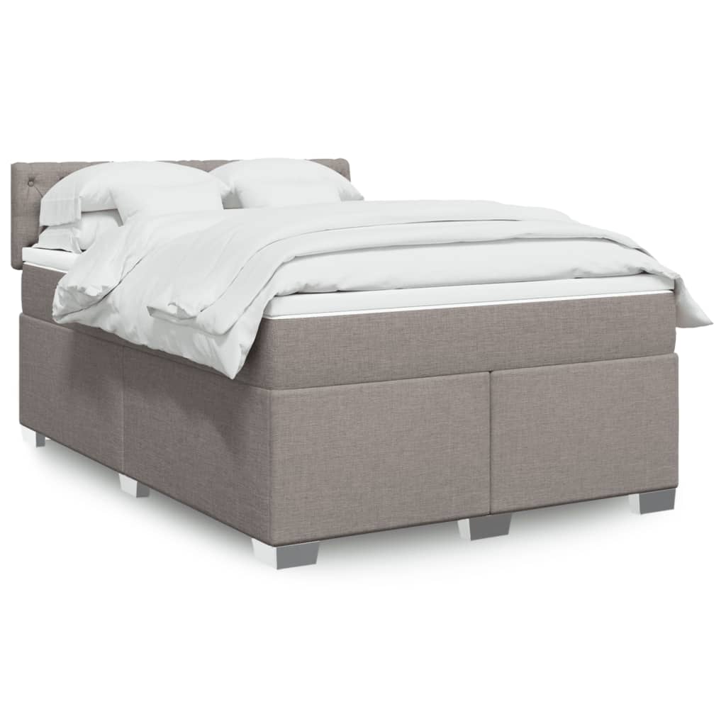 Sommier à lattes de lit avec matelas Taupe 140x190 cm Tissu
