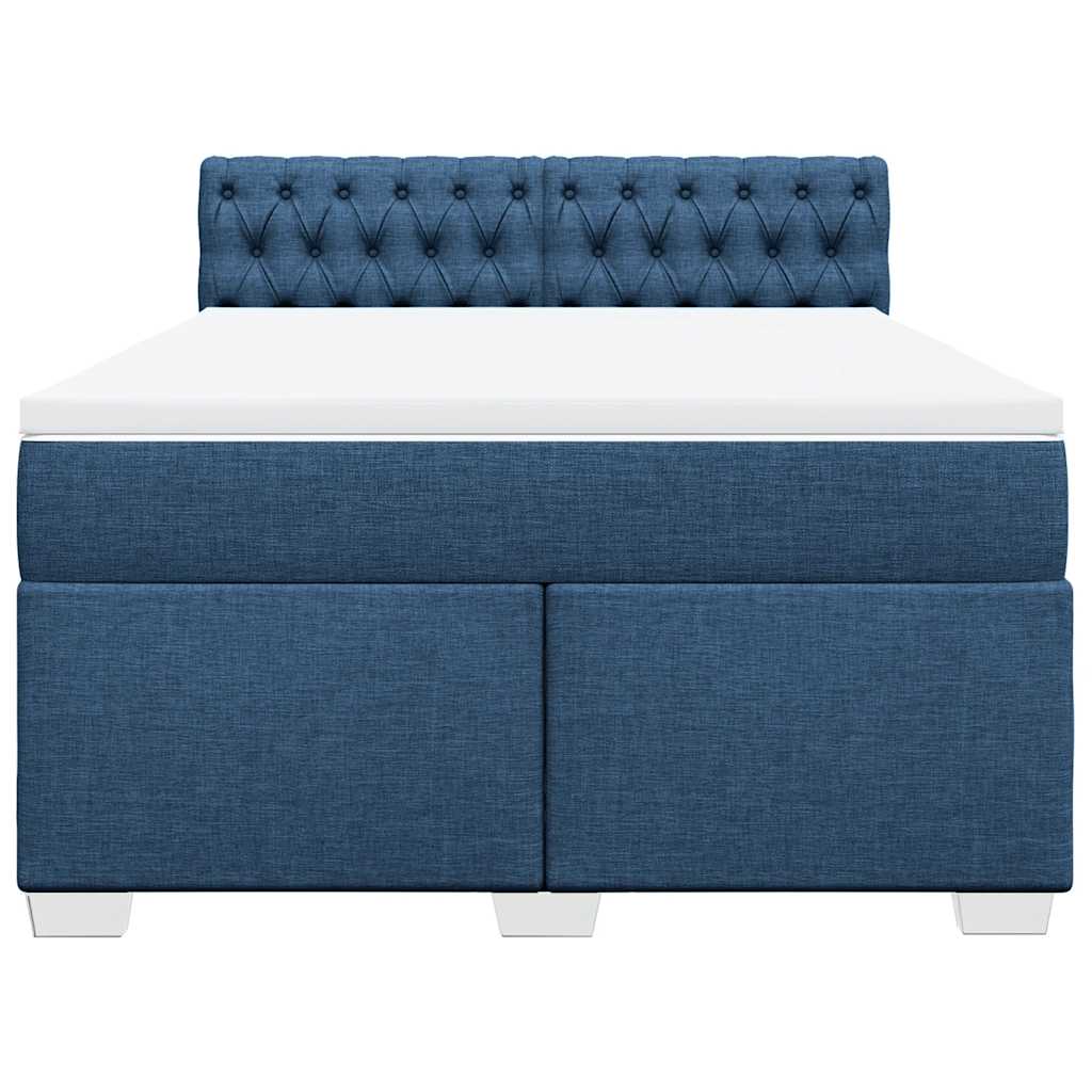 Sommier à lattes de lit avec matelas Bleu 140x190 cm Tissu - XIOS
