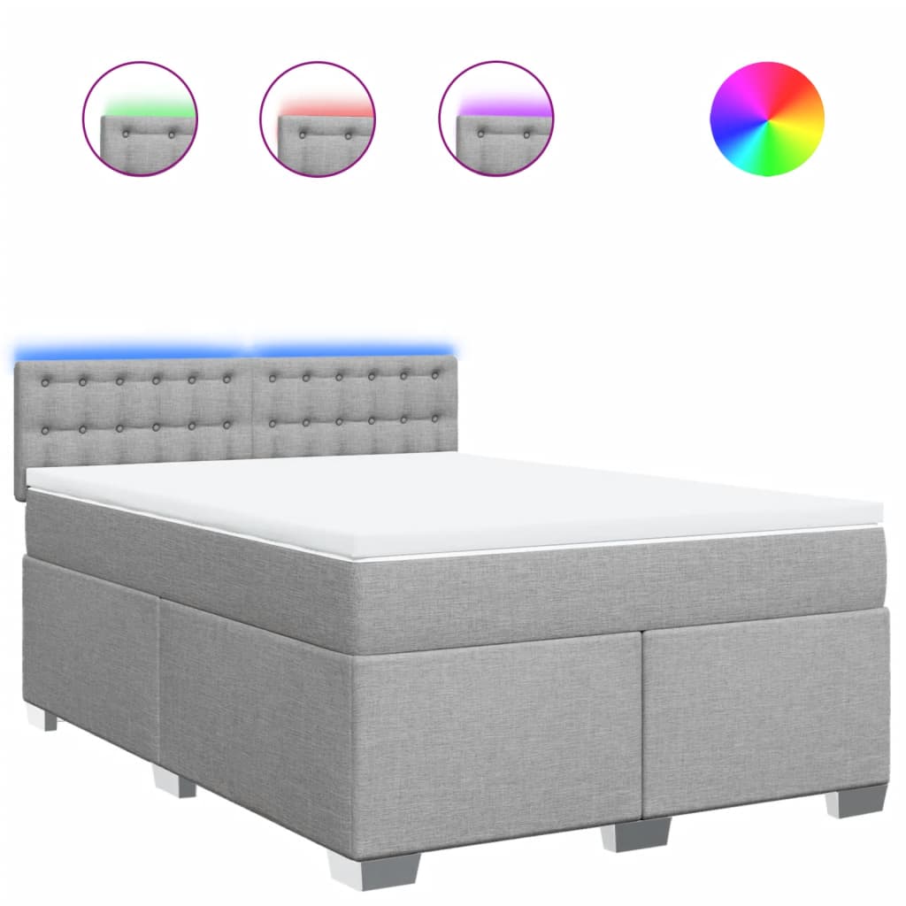 Sommier à lattes de lit avec matelas Gris clair 140x190cm Tissu - XIOS