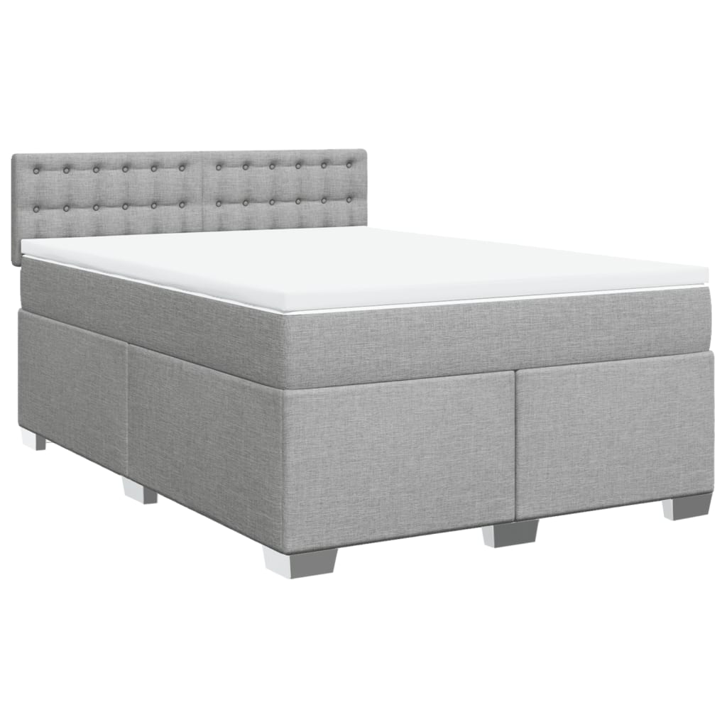 Sommier à lattes de lit avec matelas Gris clair 140x190cm Tissu - XIOS