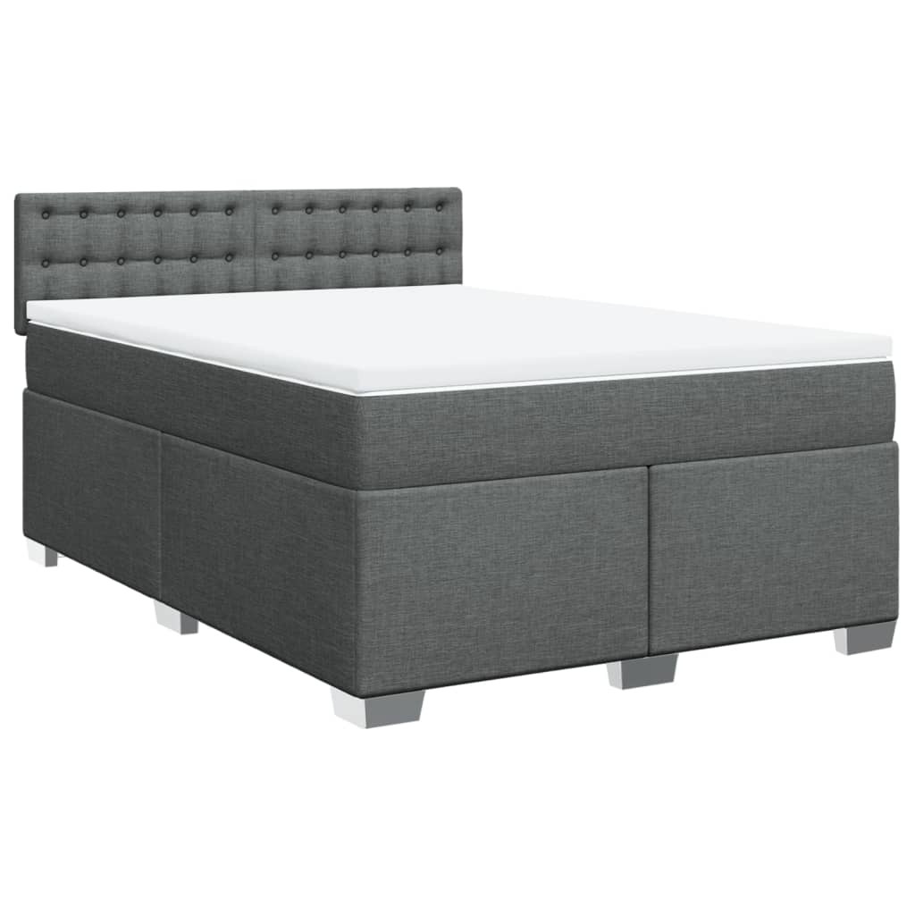 Sommier à lattes de lit avec matelas Gris foncé 140x190cm Tissu - XIOS