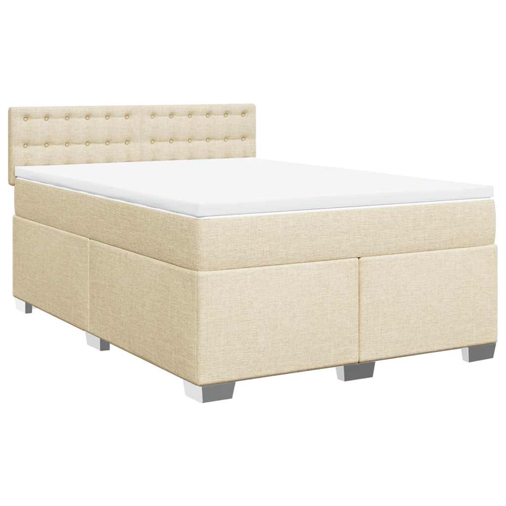 Sommier à lattes de lit avec matelas Crème 140x190 cm Tissu - XIOS