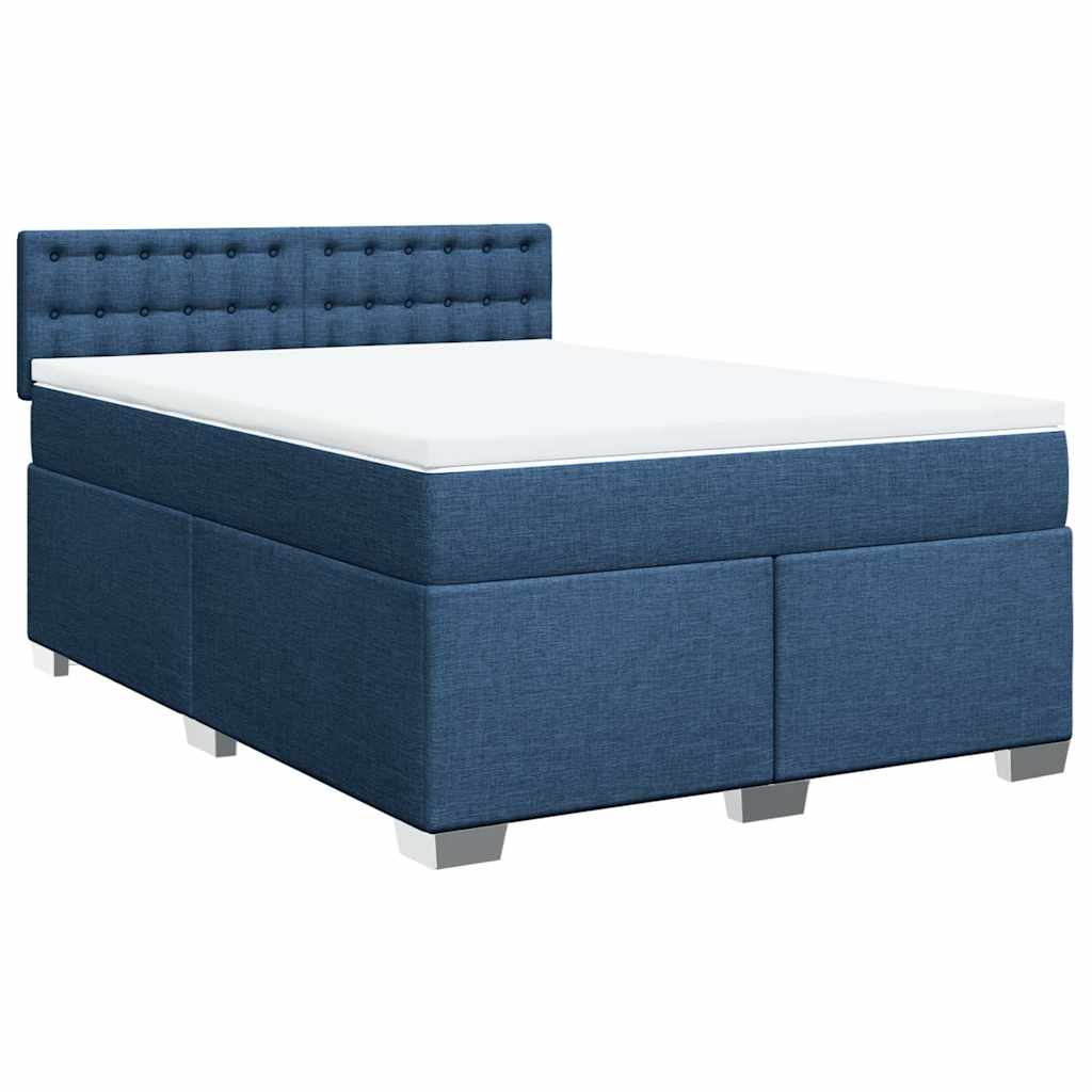 Sommier à lattes de lit avec matelas Bleu 140x190 cm Tissu - XIOS