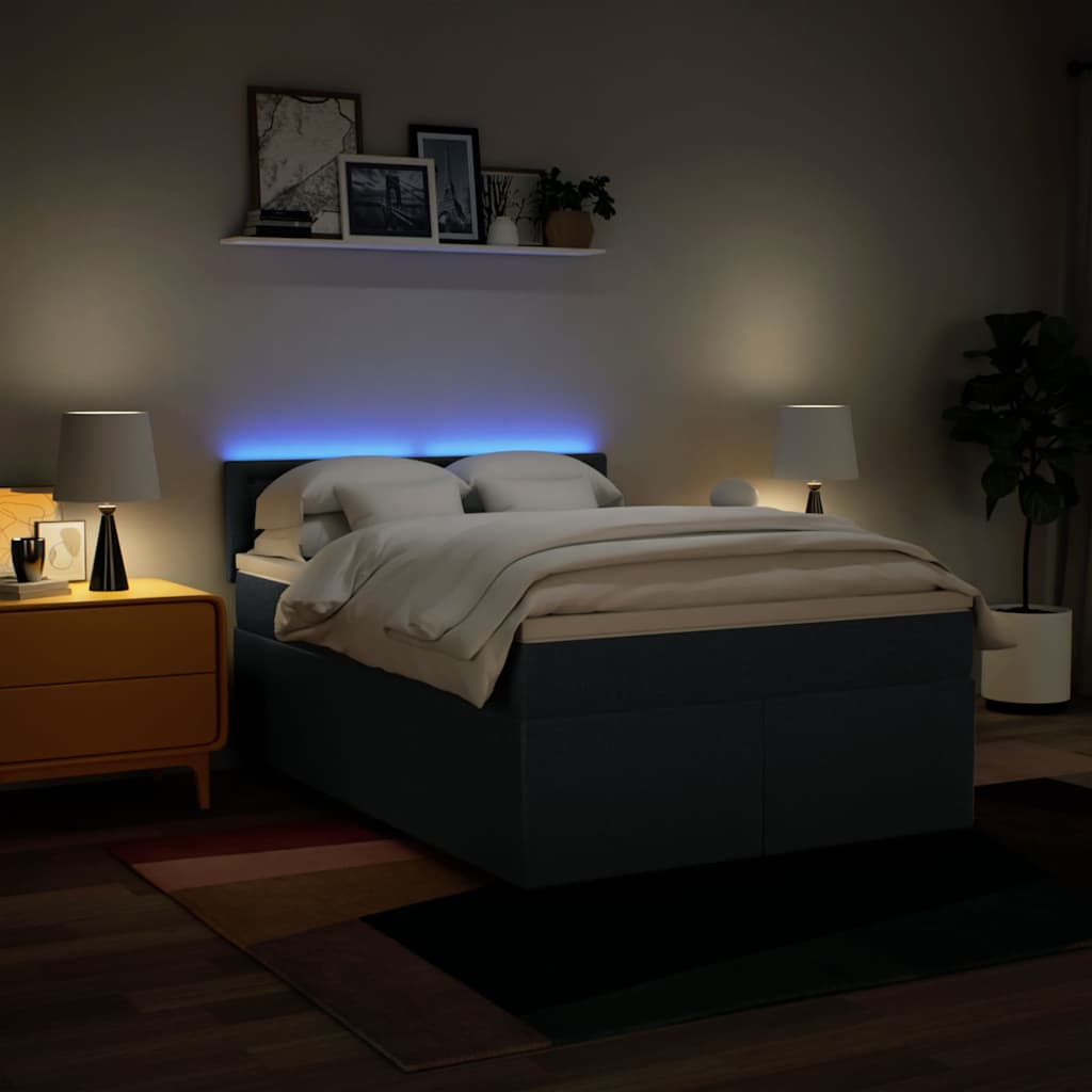 Sommier à lattes de lit avec matelas Bleu 140x190 cm Tissu - XIOS