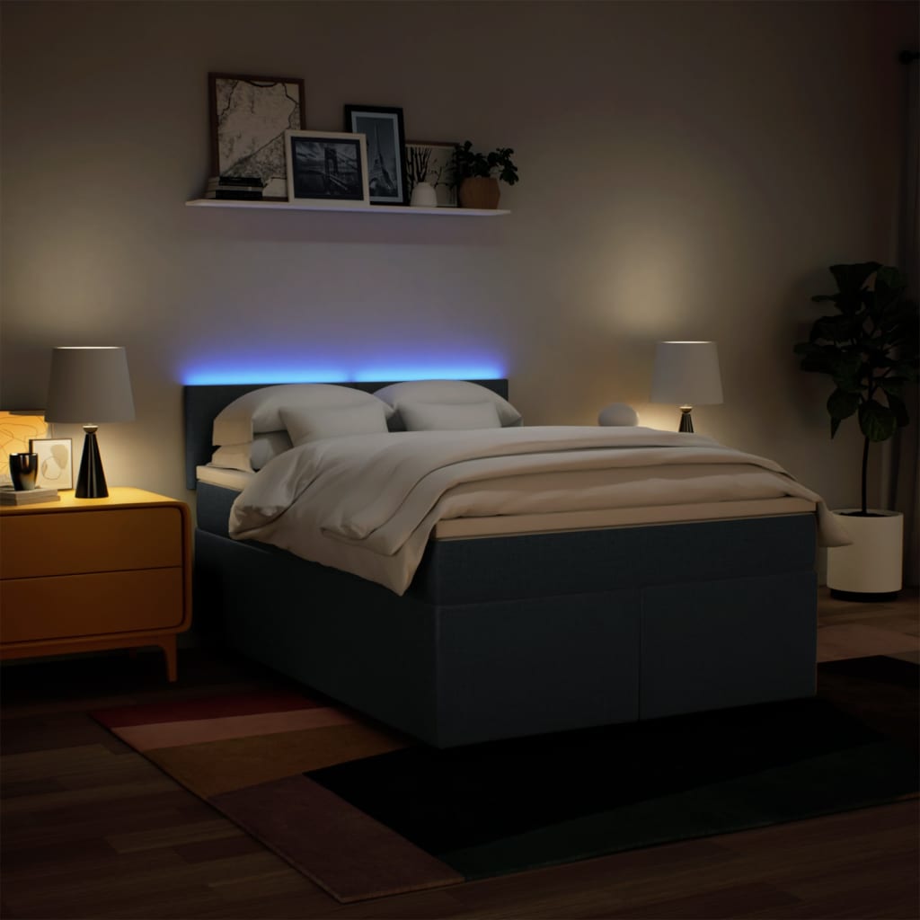 Sommier à lattes de lit avec matelas Bleu 140x200 cm Tissu - XIOS