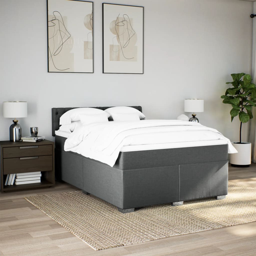 Sommier à lattes de lit avec matelas Gris foncé 140x200cm Tissu - XIOS