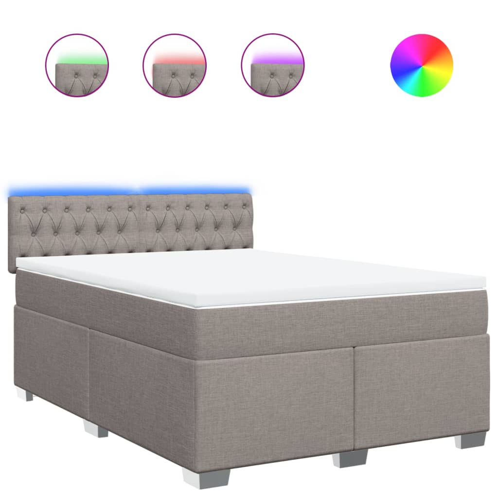 Sommier à lattes de lit avec matelas Taupe 140x200 cm Tissu - XIOS