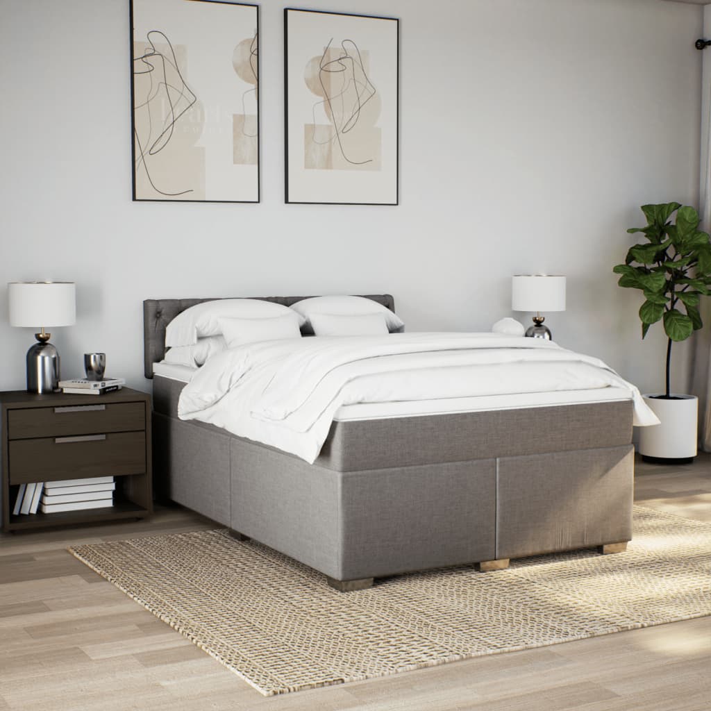 Sommier à lattes de lit avec matelas Taupe 140x200 cm Tissu - XIOS