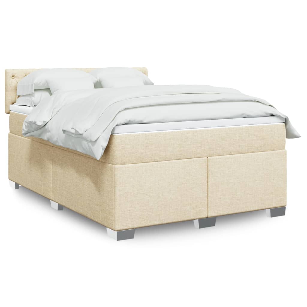 Sommier à lattes de lit avec matelas Crème 140x200 cm Tissu - XIOS