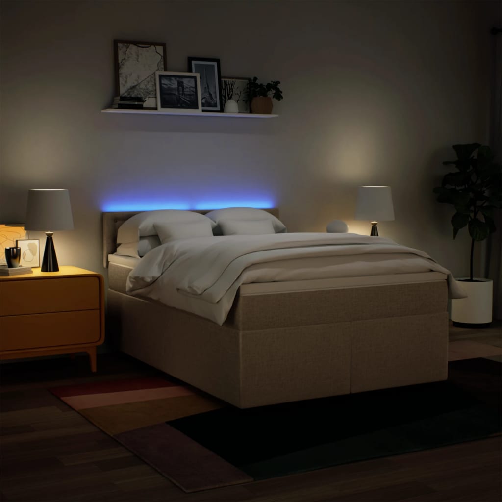 Sommier à lattes de lit avec matelas Crème 140x200 cm Tissu - XIOS