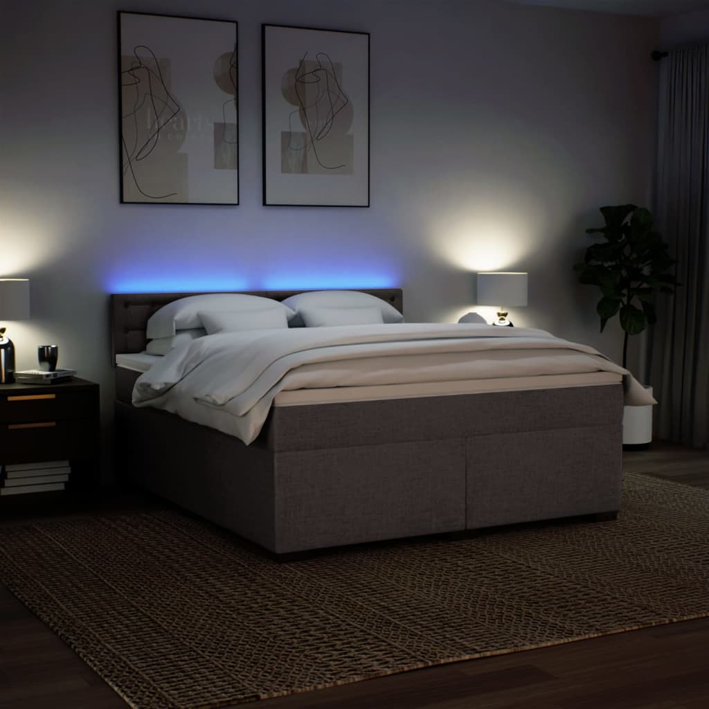 Sommier à lattes de lit avec matelas Taupe 180x200 cm Tissu - XIOS