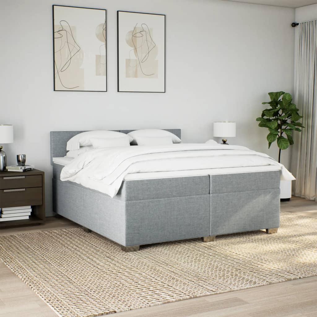 Sommier à lattes de lit avec matelas Gris clair 200x200cm Tissu - XIOS