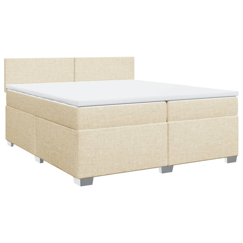 Sommier à lattes de lit avec matelas Crème 200x200 cm Tissu - XIOS