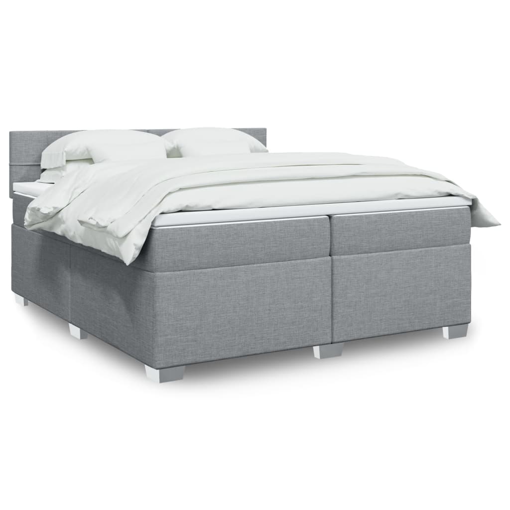 Sommier à lattes de lit avec matelas Gris clair 200x200cm Tissu - XIOS