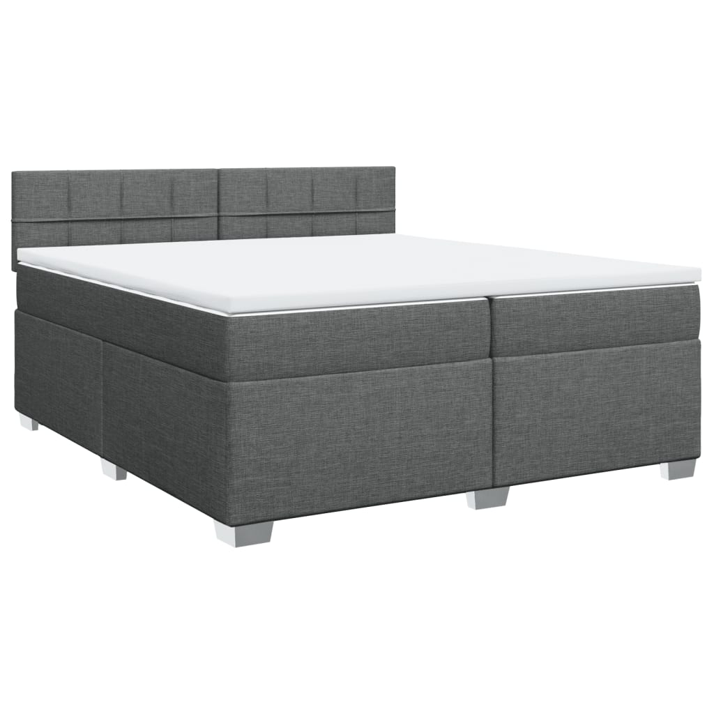 Sommier à lattes de lit avec matelas Gris foncé 200x200cm Tissu - XIOS