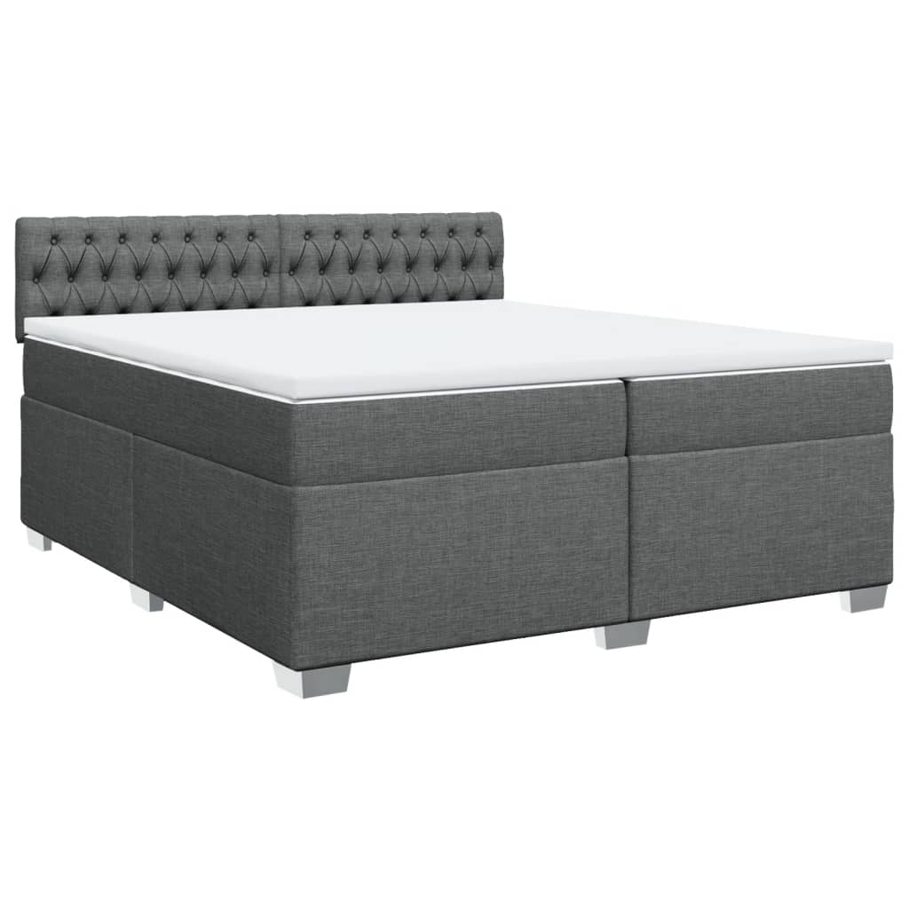 Sommier à lattes de lit avec matelas Gris foncé 200x200cm Tissu - XIOS