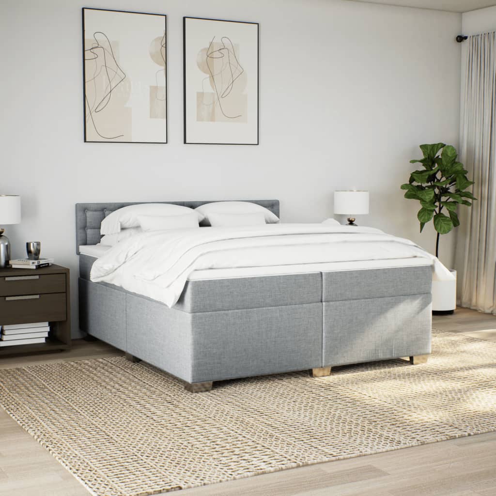 Sommier à lattes de lit avec matelas Gris clair 200x200cm Tissu - XIOS
