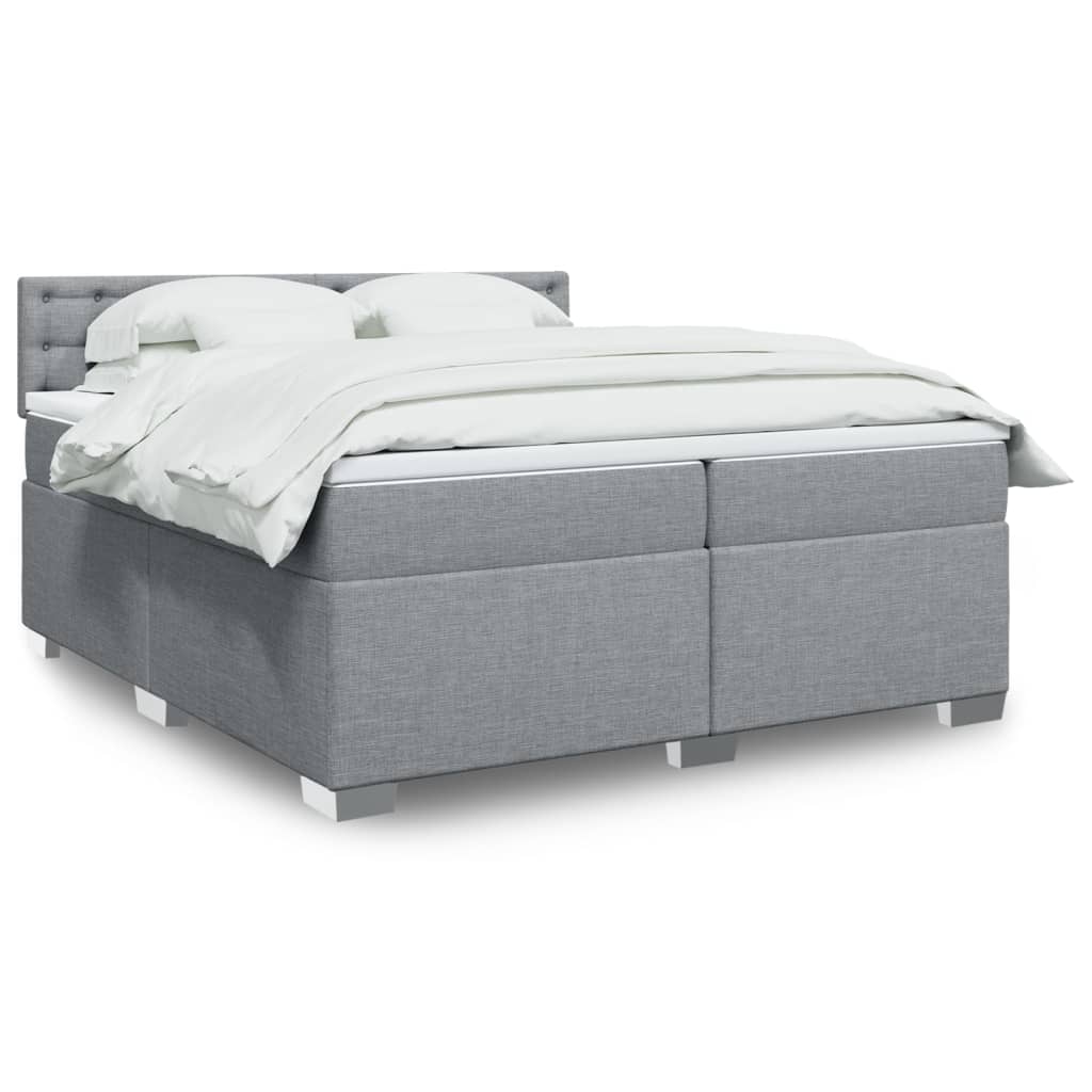 Sommier à lattes de lit avec matelas Gris clair 200x200cm Tissu - XIOS
