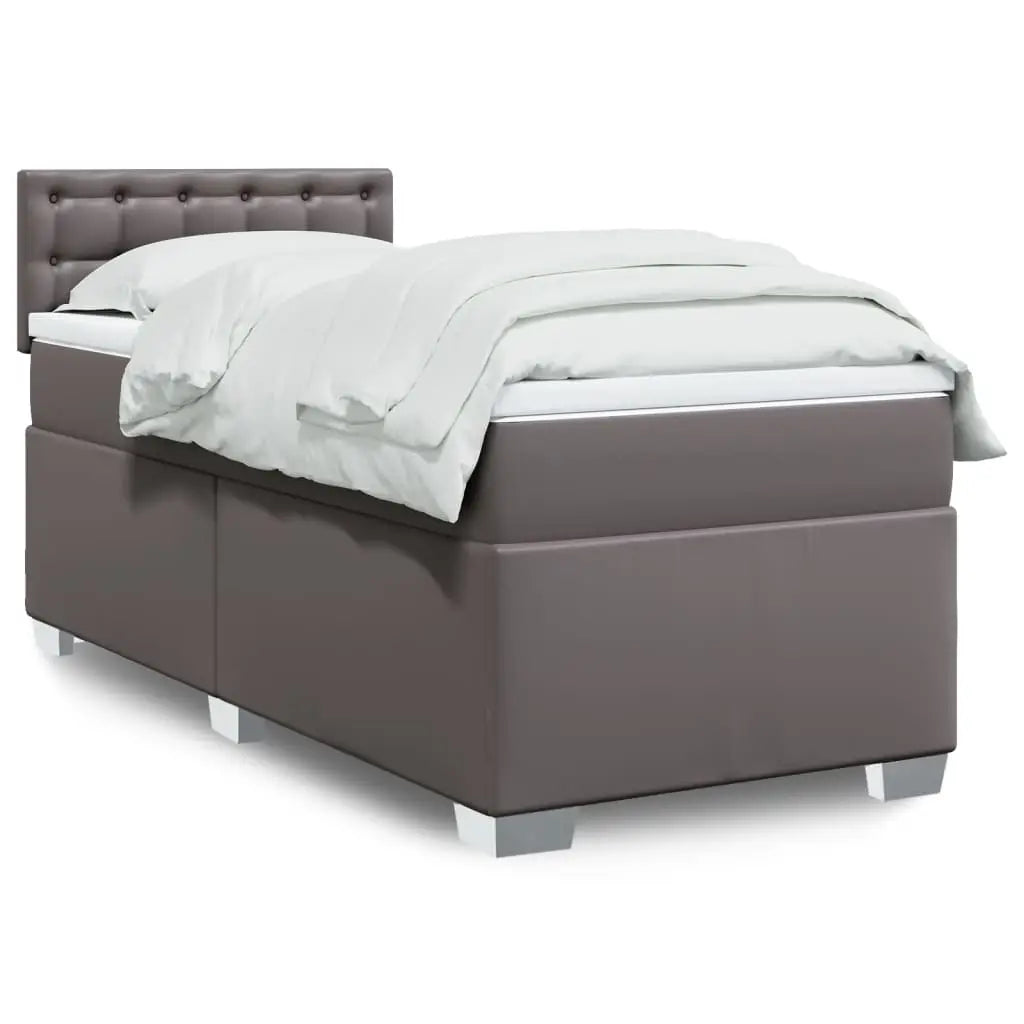Sommier à lattes de lit avec matelas Gris 90x200 cm Similicuir - XIOS