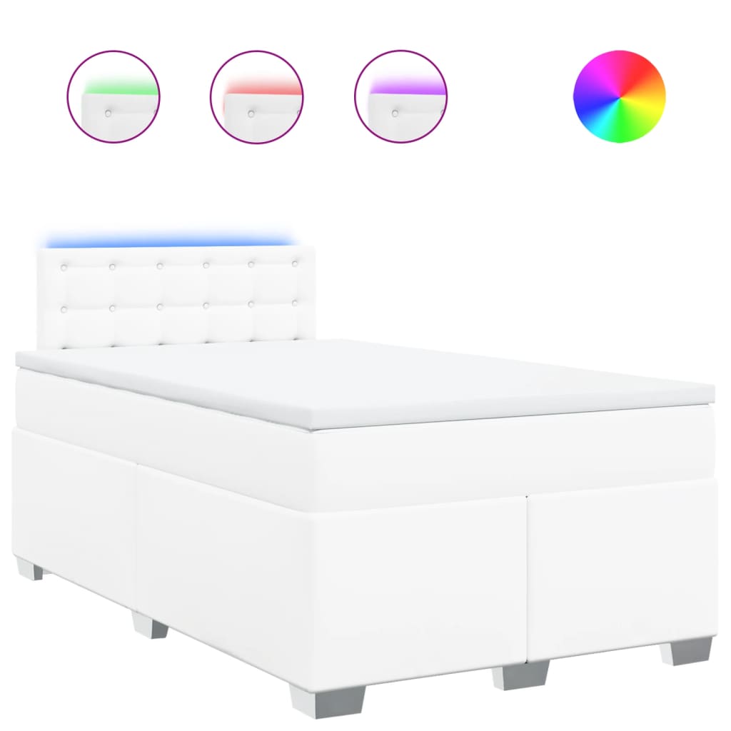 Sommier à lattes de lit avec matelas blanc 120x190cm similicuir - XIOS