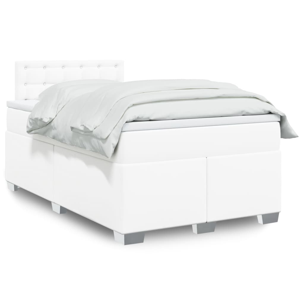 Sommier à lattes de lit avec matelas blanc 120x190cm similicuir - XIOS